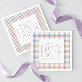 Glad påsk pastel plaid anpassade vår pappersservett