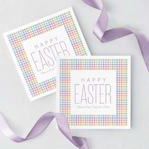 Glad påsk pastel plaid anpassade vår pappersservett