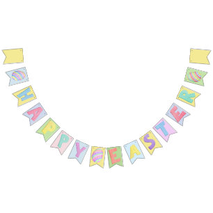 Glad påsk Pastel Watercolor Banner Vimplar