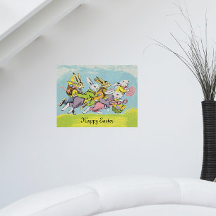 Glad påsk Pastell Färgad Springande Kaniner Poster
