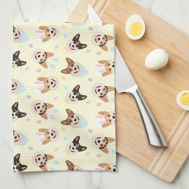 Glad påsk Pembroke Welsh Corgi Hundar Kökshandduk (Vikt i Fjärdedel)