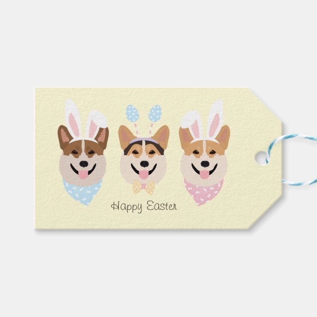 Glad påsk Pembroke Welsh Corgi Hundar Presentetikett (Framsidan (Horisontell))
