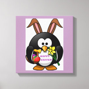 "GLAD PÅSK" PENGUIN BUNNY CANVASTRYCK