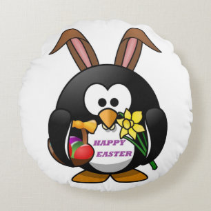 "GLAD PÅSK" PENGUIN BUNNY RUND KUDDE