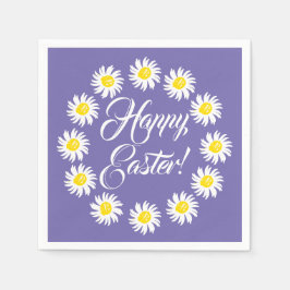 Glad påsk periwinkle-skript söt daisy glad pappersservett