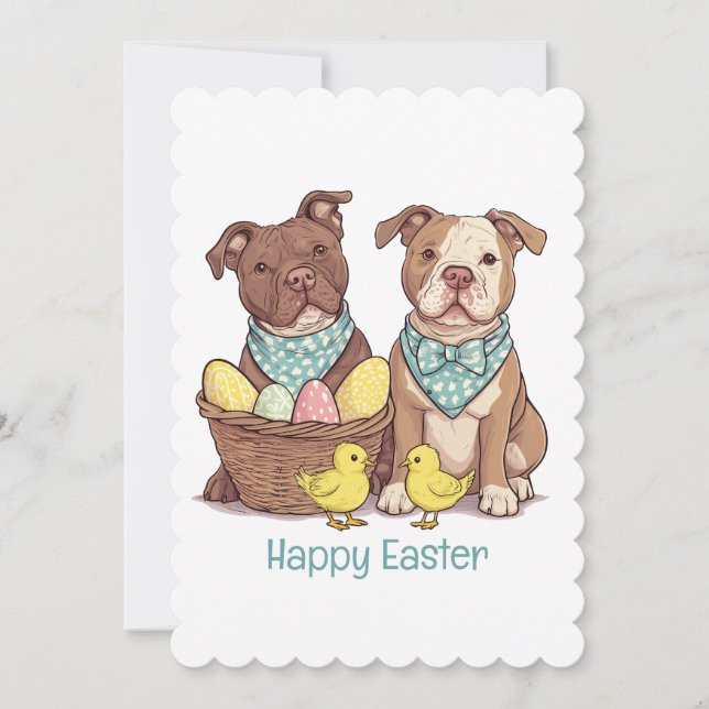 Glad påsk Pit Bull Dogs Julkort (Framsida)