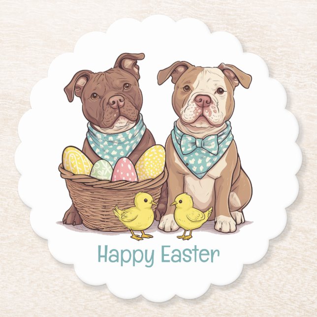 Glad påsk Pit Bull Dogs Underlägg Papper (Framsida)