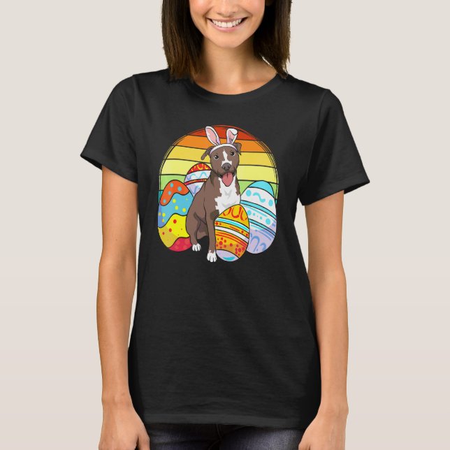 Glad påsk Pitbull Terrier Påskägg Pets T Shirt (Framsida)