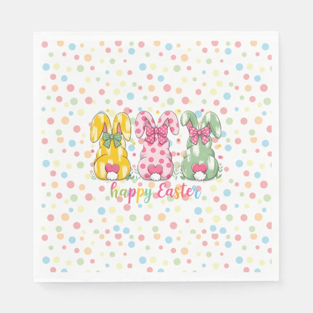 Glad påsk Polka Dot Påskhares Pappersservett (Framsidan)