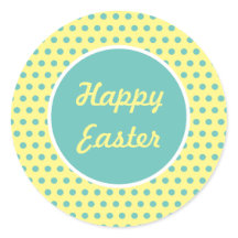 Glad påsk Polka Dot Round Stickers (Pastel)