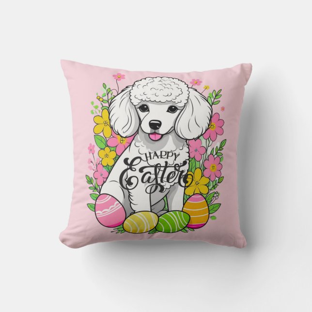 Glad påsk Pudel Kudde (Framsida)