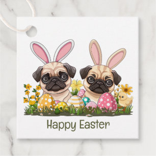 Glad påsk Pug Hundar Bunny Öron Gåvor Etiketter