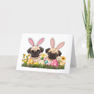 Glad påsk Pug Hundar Bunny Öron Helgkort