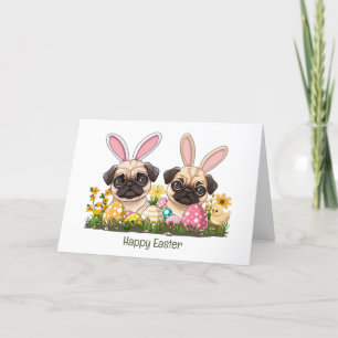 Glad påsk Pug Hundar Bunny Öron Helgkort