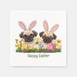 Glad påsk Pug Hundar Bunny Öron Pappersservett