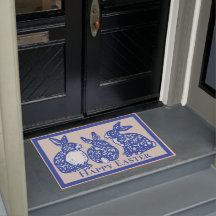 Glad påsk Rabbit Bunny Blue White Delft Dedham