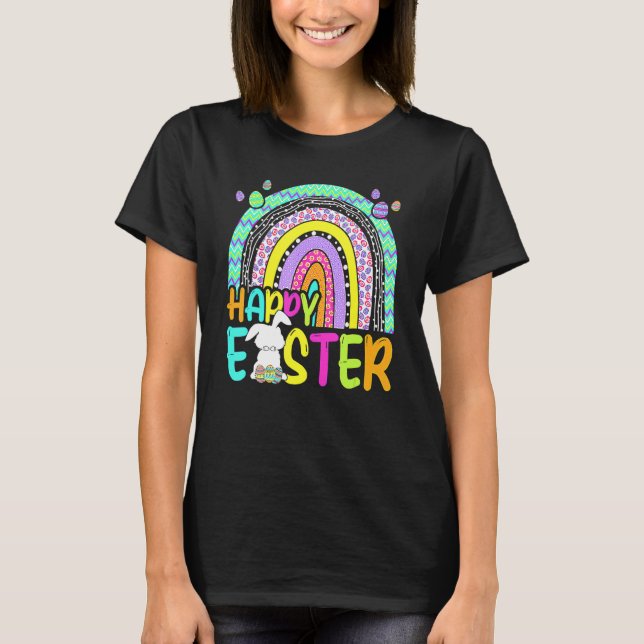 Glad påsk Rainbow Bunny Påsk Rabbit Egg Hunti T Shirt (Framsida)