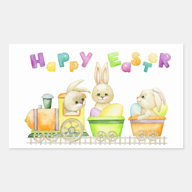 Glad påsk rektangulärt klistermärke (Framsida)