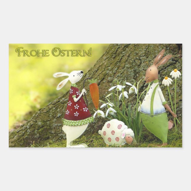 Glad Påsk Rektangulärt Klistermärke (Framsida)
