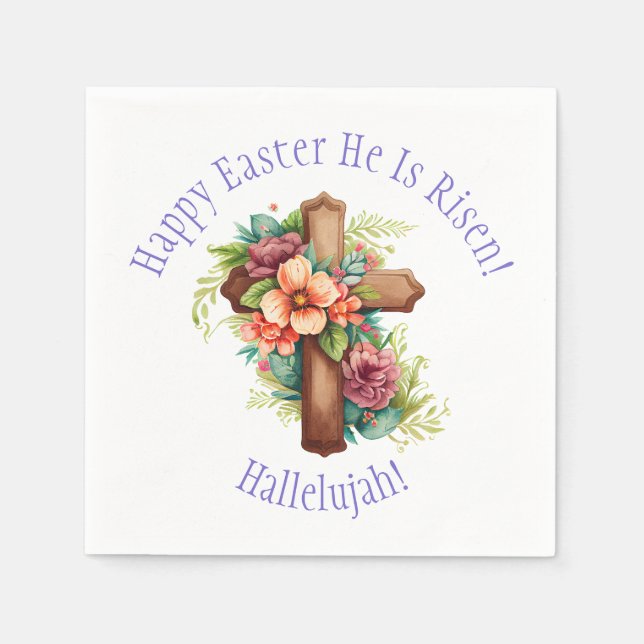 Glad påsk Religiösa Han är Risen Hallelujah Pappersservett (Framsidan)
