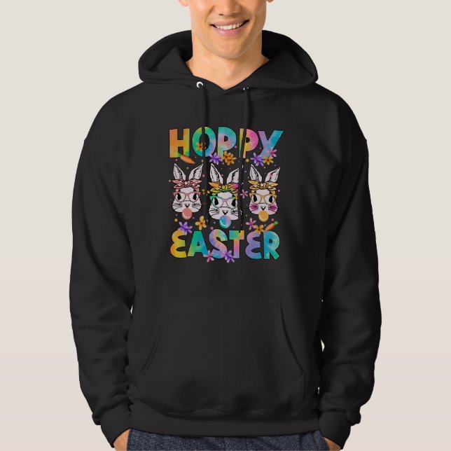 glad påsk, retro, vintage hoodie (Framsida)
