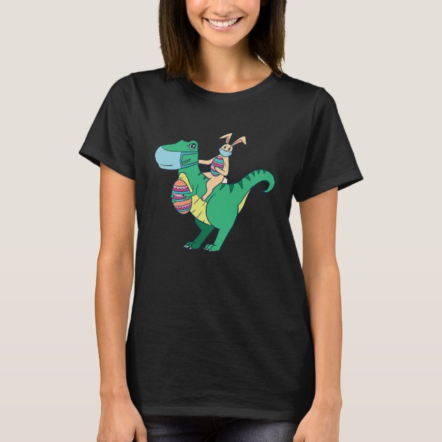 Glad påsk Rex Dinosaur Rabbit T Shirt (Framsida)