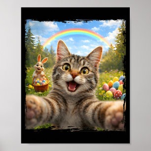 Glad Påsk Rolig Katt Selfie Med Påskharen Ki Poster