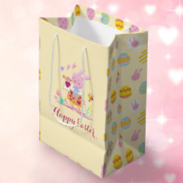 Glad påsk Rosa Bunny Garden Egg Hunting Gult