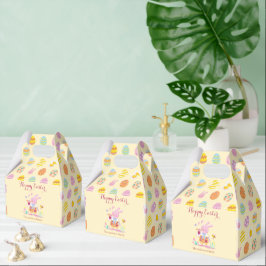 Glad påsk Rosa Bunny Garden Egg Mönster Gult Presentaskar
