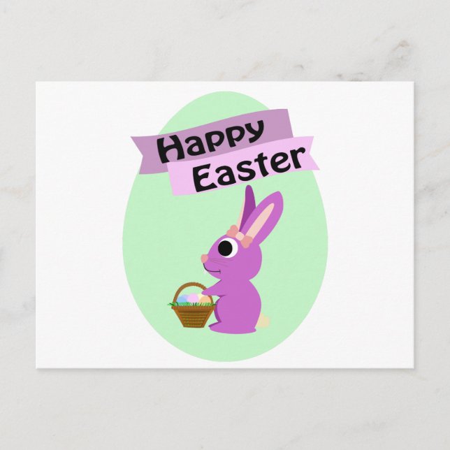 Glad påsk! Rosa Bunny Helg Vykort (Framsida)