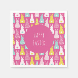 Glad påsk Rosa Bunny Rabbit Pappersservett