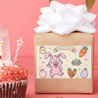 Glad Påsk Rosa Kanin Klistermärken | Kawaii Morot