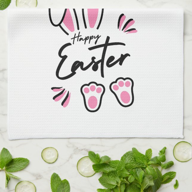 Glad påsk (Rosa) Kökshandduk (Vikta)