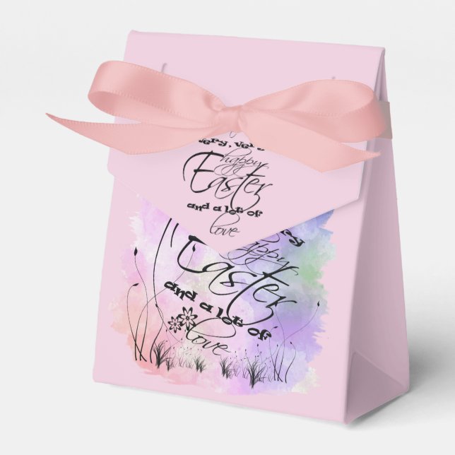 Glad påsk Rosa Lila Calligraphy Illustration Presentaskar (Framsidan Sidan)