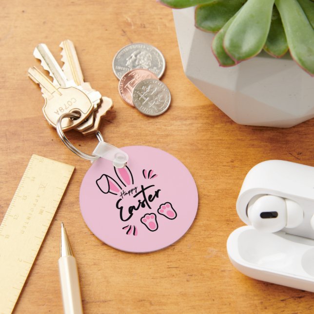 Glad påsk (Rosa) Nyckelring (Skrivbord)