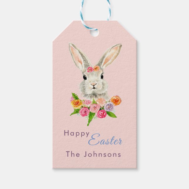 Glad påsk rosa presentetikett (Framsidan)