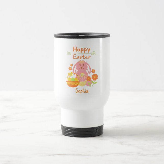 Glad påsk Rosa Rabbit and Flowers Resemugg (Center)