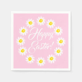 Glad påsk rosa-skript söt daisy munklig roligt pappersservett