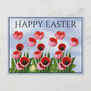 "Glad påsk" Rosa Tulips Floral Photography Vykort