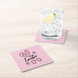 Glad påsk (Rosa) Underlägg Papper Kvadrat