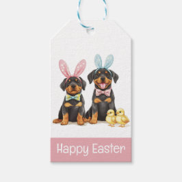 Glad påsk Rottweiler Hundar Bunny Öron Presentetikett