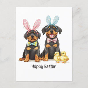 Glad påsk Rottweiler Hundar Bunny Öron Vykort