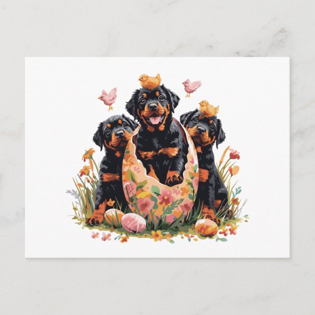 Glad påsk Rottweiler Hundar Helg Vykort (Framsida)