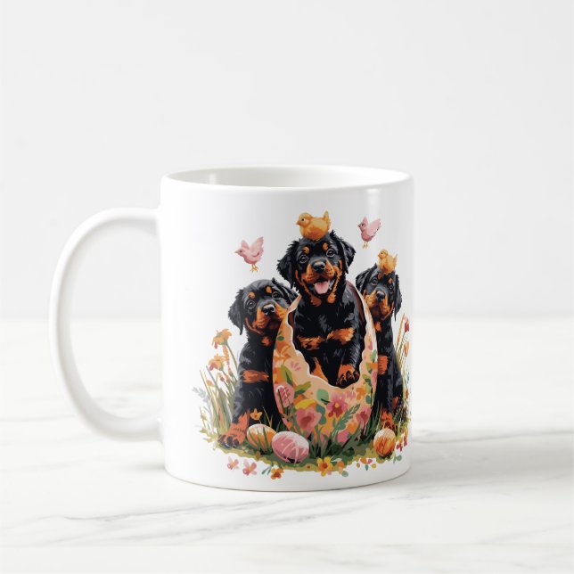 Glad påsk Rottweiler Hundar Kaffemugg (Vänster)