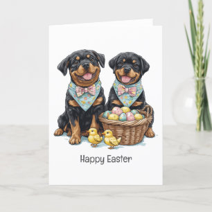 Glad påsk Rottweiler Hundar Påsk Basket Helgkort