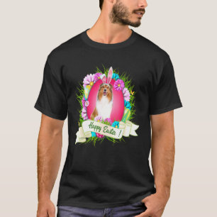Glad påsk Rough Collie Wearing Bunny Ear Eggs C. T Shirt