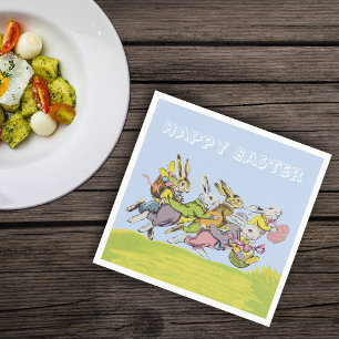 Glad påsk Running Pastel Rabbits Pappersservett