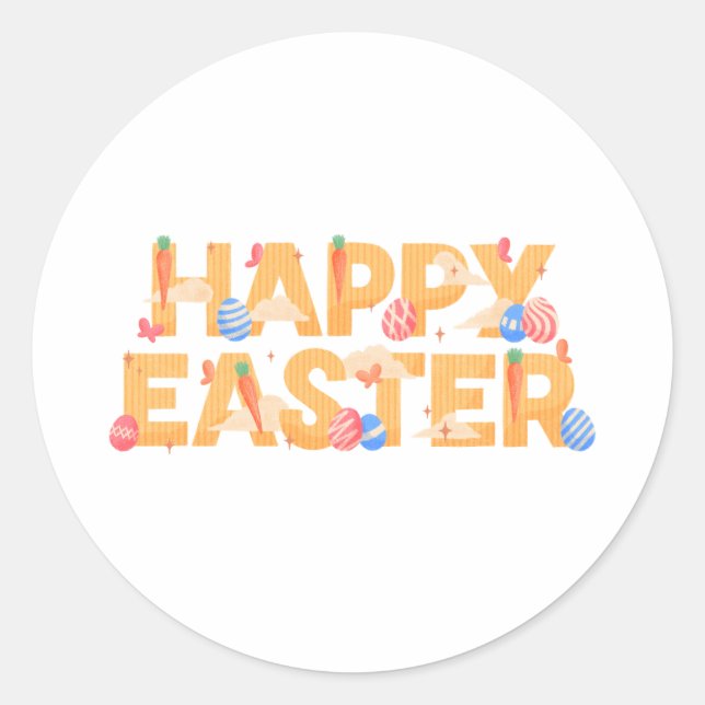 Glad påsk runt klistermärke (Framsida)
