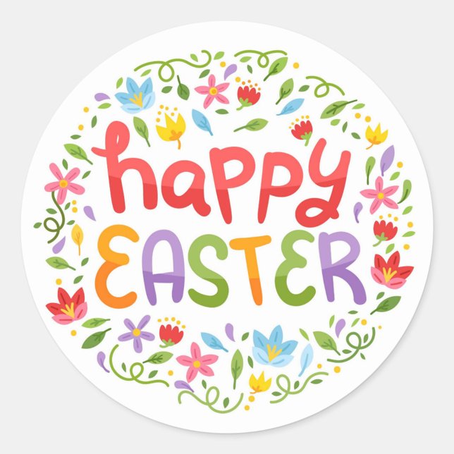Glad påsk runt klistermärke (Happy Easter Holiday Stickers!)