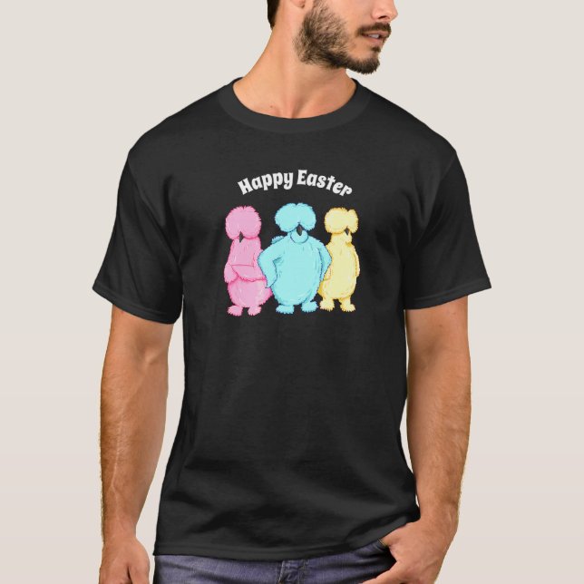 Glad påsk Sassy Silkie Chickens Three Pastel Co T Shirt (Framsida)